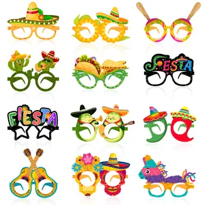 Mexican Fiesta Party Glasses, 36 Pcs Mexican Party Paper Glasses Set, Fiesta Paper Eyeglasses, Mexican Fiesta Eyeglasses, Cinco De Mayo Paper Glasses for Mexican Birthday Party Decorations