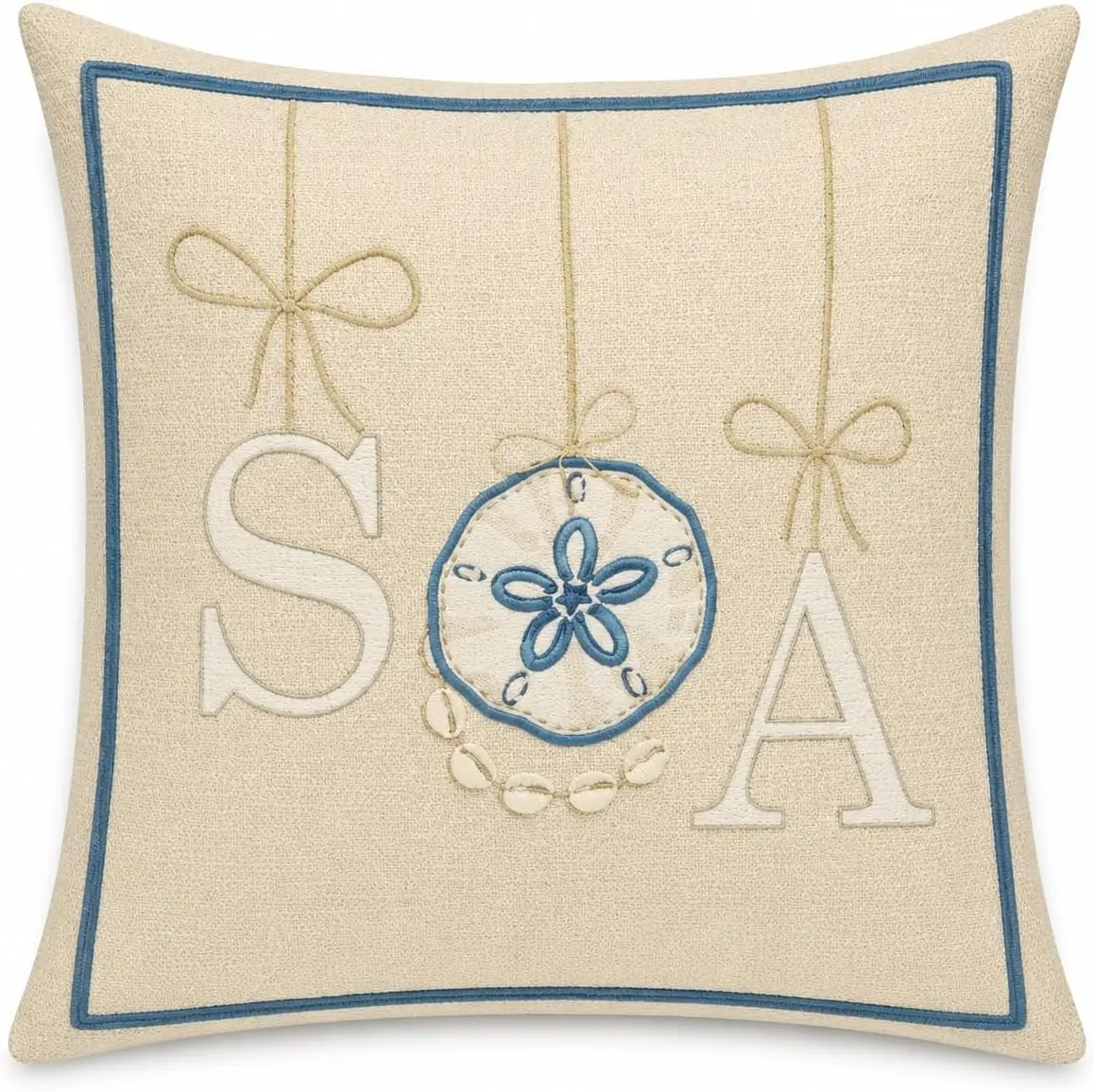 Huglina Coastal Sand Dollar Throw Pillow, 18x18 Inch Full Decorative Pillow with Insert Included, Beach House Accent Cushion, Nautical Ocean Inspired Pillow for Living Room Bedroom Decor