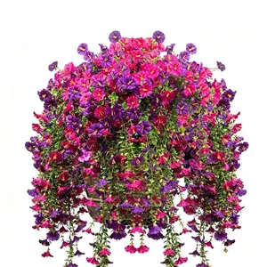 2/4/6/8 Pack Artificial Hanging Dendrobium Orchid PurpleFlowers, Fake Hanging Plants with Vivid & Long-LastingColor, Indoor & Outdoor Decor for Garden, Window Sill SummerVibes