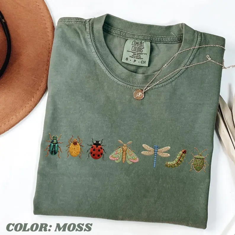 Comfort Colors Boxy Tee, Sad Bug Summer T-Shirt, Bug Tee, Cottagecore Insect T-Shirt, Minimal Nature Gift for Her