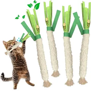 🥬 Green Onion Cat Kicker Toy with Bell | Plush Leek Catnip Doll | Raffia Chew Toy for Teeth Cleaning | Funny Vegetable Pillow (1/3 Pcs)
