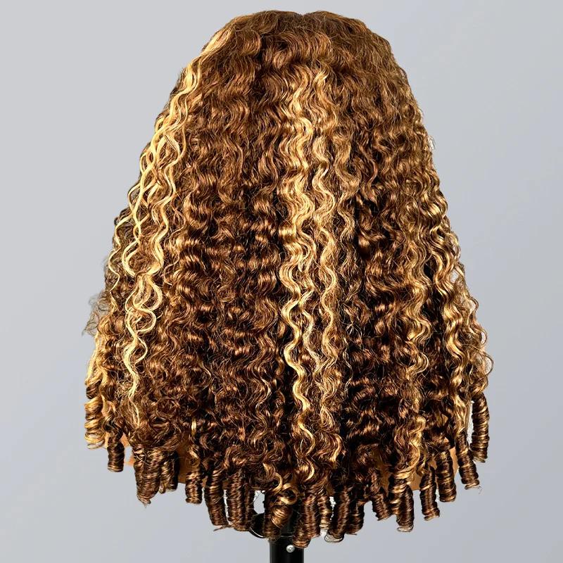 [WEAR GO HALF WIG] URody Highlight Burmese Curly Half Wig 200% Density InvisiFit Strap Flip Over Wig