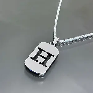1pc of 26 English Hollow Letter Titanium Steel Necklace for Men And Women Hip-Hop Minimalist Design