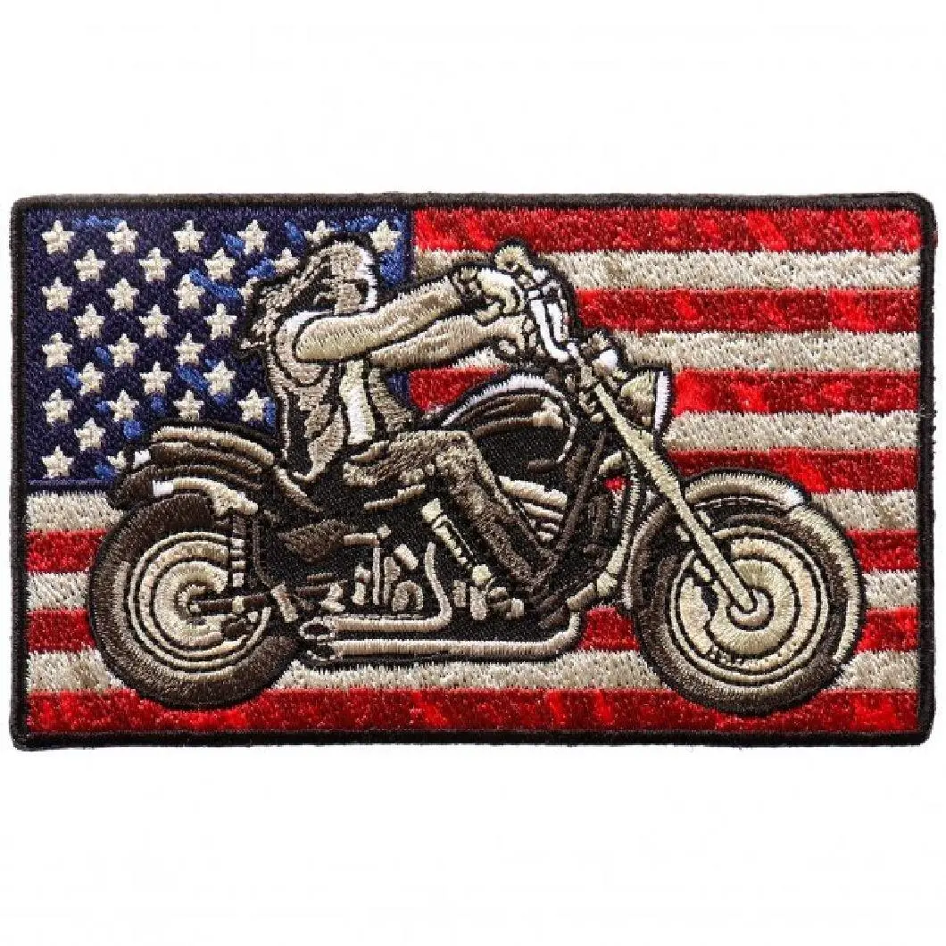 Distressed American USA Flag Biker Harley Rider Iron on sew on Patch
