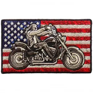 Distressed American USA Flag Biker Harley Rider Iron on sew on Patch