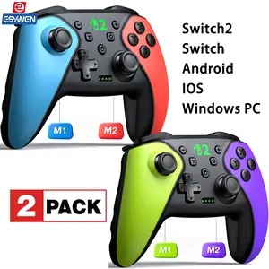 ESYWEN Wireless Switch/Switch2 Controller 2Pack for Switch/Lite/OLED/Swicth 2 Controller, Switch Controller Joysticks Work with iOS/Android/PC-Switch 2 Pro TURBO Controller with Wake-up Programmable (Upgraded Vision)
