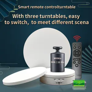 Electric Turntable, Battery Powered Remote Control Electric Turntable with 3 Display Trays,Rechargeable model,360-Degree Rotation Display Turntable for Photography, Video, Live, Display Stand