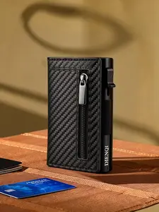 Magnetci Rfid Credit Card Holder Men Wallets Trifold RFID Blocking Slim Minimalist Pop Up Wallet Small Metal Purse Vallet Walet Magnet Men Bag Wallets for Men , Gift For Men, Business Wallet, Travel Wallet, Business Style Wallet