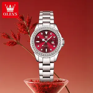 OLEVS Women Analog Quartz Dress Watch with Diamond Roman Indexes and Stainless Steel Strap