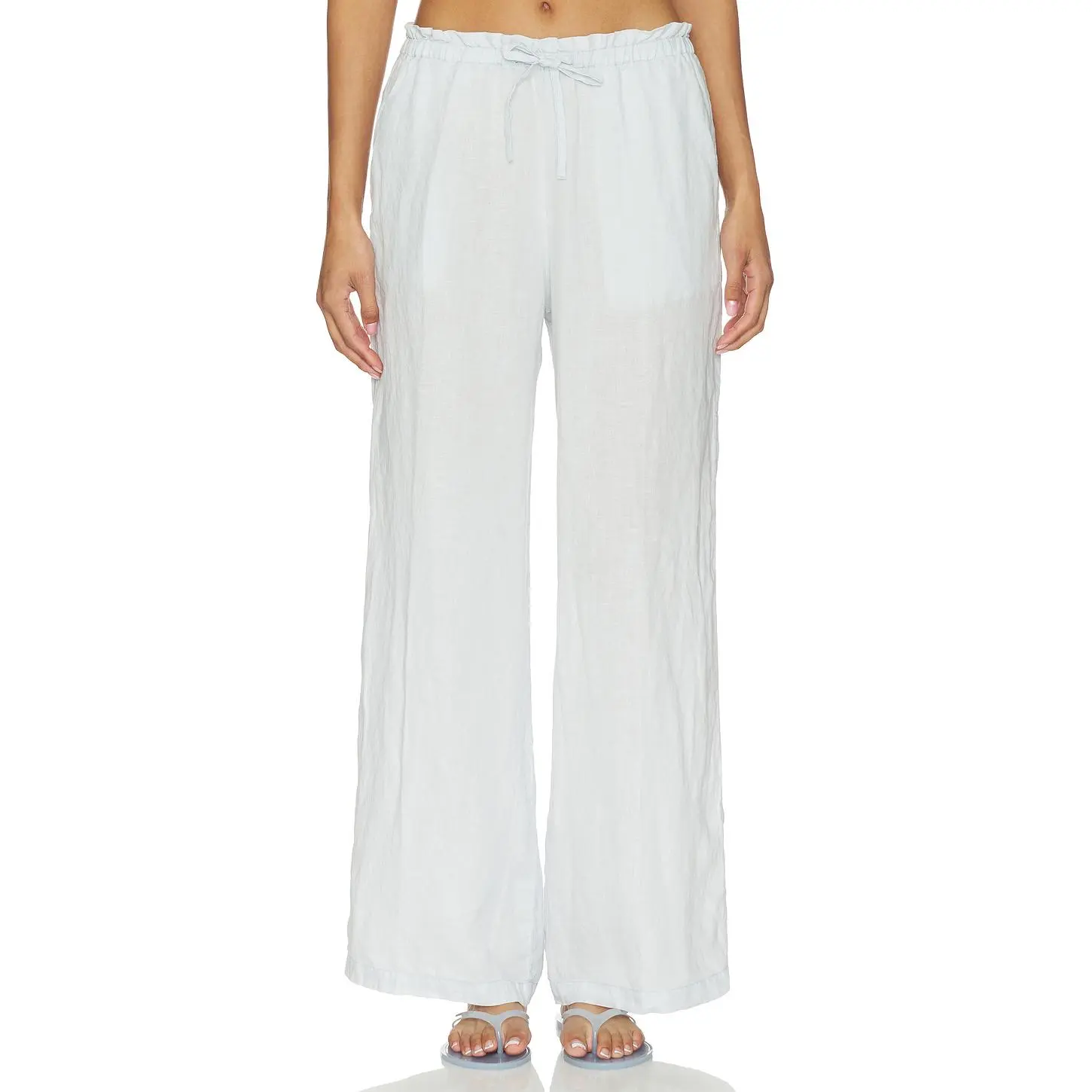James Perse Paper Bag Waist Linen Pants in Memory