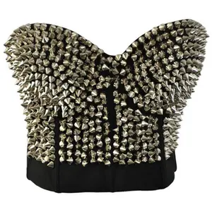 Rivets Punk Rave Bralette Lingerie Gothic Bra Top Sexy Push Up Brassiere Nightclub Party Bras For Women Fashion Gold Silver