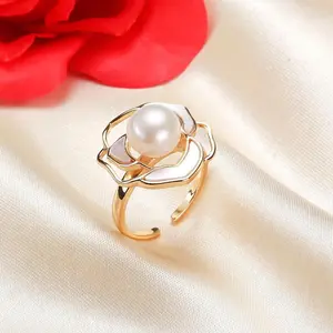 Freshwater Pearl Mountain Flower Ring DIY Girl Simple And Versatile Temperament Ring Bracelet