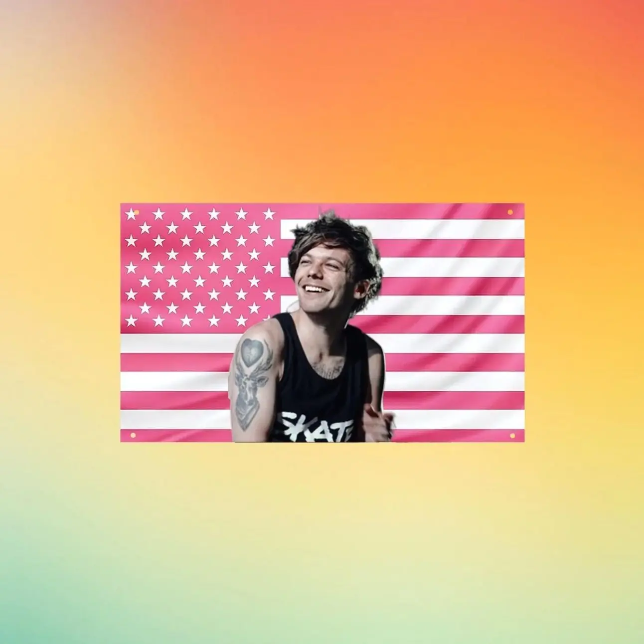 Louis Tomlinson One Direction Flag – 1D Boy Band Tapestry | Louis Fan Room Decor - Music Wall Flag