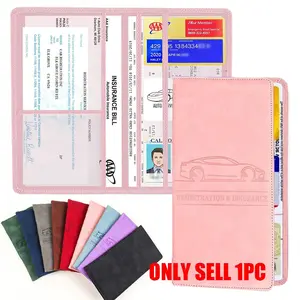 PU Leather Car Registration And Insurance Card Holder, Auto Document Holder Glove Box Organizer Car Insurance Folder, Auto Glovebox Organizer Car Glove Compartment Organizer For Women And Men.