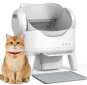 Self-Cleaning Cat Litter Box - Automatic Open-Top Litter Box for Odor Control, Autoscooper with Anti-Pinch Safety Sensors, Easy to Clean for Multiple Cats