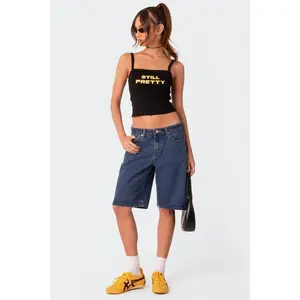 Oversized Low Rise Denim Bermuda Shorts Womenswear Bottom