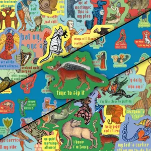 100sheets two sets of repetition cartoon retro medieval fun stickers creative glass scooter decorative stickers Funny Stickers