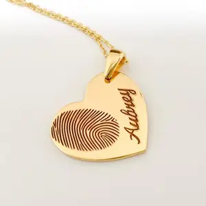 AS200 Personalized Fingerprint Necklace, Handwriting Necklace, Personalized Fingerprint Jewelry, Dainty Gold Necklace, Cremation Jewelry