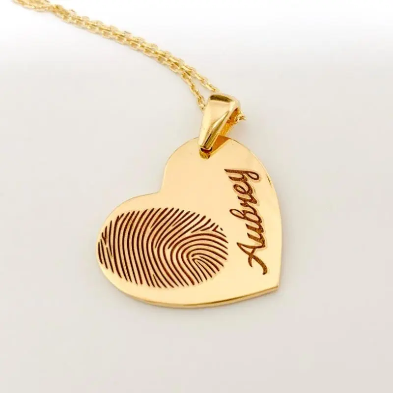AS200 Personalized Fingerprint Necklace, Handwriting Necklace, Personalized Fingerprint Jewelry, Dainty Gold Necklace, Cremation Jewelry