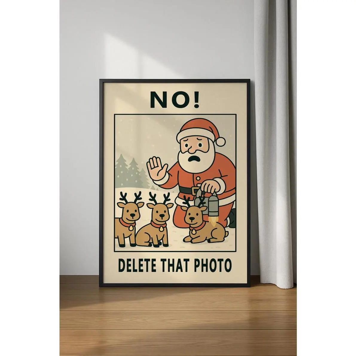 No! Delete That Photo Poster, Funny Christmas Print, Christmas Gift, Christmas Poster, Funny Santa Claus Poster, Funny Christmas Poster Christmas poster  [NO FRAMED]