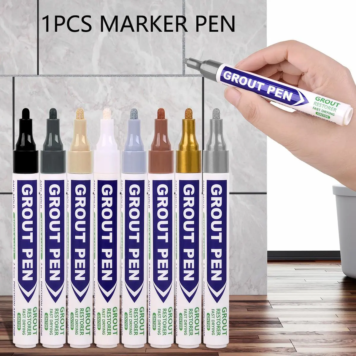 1pcs Tile Grout Pen Waterproof Joint Filler, Tile Gap Repair Paint Pen, Wall Seam Sealing Tool, Ideal for Ceramic Tiles, Hydrophobic Sealant