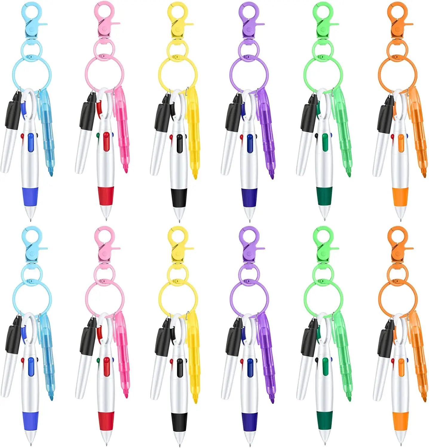 Mini Highlighter Nurse Pen Set for Badge Include Tip Highlighter Permanent Marker Retractable Ball with  Clip