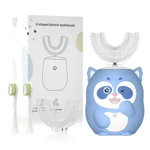 Kid‘s electric toothbrush U-shaped, designed with 6 cleaning modes and 4 brush heads for professional gum protection, 360 ° all-round cleaning, refreshing every day
