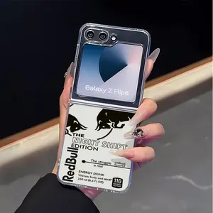 Black ox silhouette Mobile phone case suitable for Samsung ZFlip 4/5/6/7, shock-proof soft shell, with fashionable aesthetic design