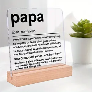 Papa Definition Acrylic Desk Plaque Sign with Wood Stand, Home Office Desk Sign, Keepsake Gift for Grandpa, Gifts for Grandpa, Desk Signage Decoration