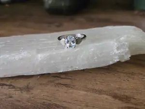 Natural Aquamarine Ring White Bronze