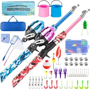 Fishing Pole, Portable Telescopic  Fishing Poles for Boys and Girls, Fishing Rod and Reel Combo Kit with Tackle Box, and Fishing Net,  Fishing Pole for  Youth
