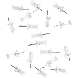 100-Pack Push Pins Tacks, Clear Plastic Head, Steel Point,Thumb Tacks for Wall Corkboard Map Calendar Photo -Home Office Craft Projects Heavy Duty Head Pin