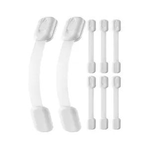 VEVOR Child Safety Strap Locks, 8 Packs Adjustable Baby Proofing Cabinet Locks, 3M Adhesive Cabinet Drawer Door Latches, No Drilling Required, for Fridge Dishwasher Toilet Seat Cupboard Oven Trash Can