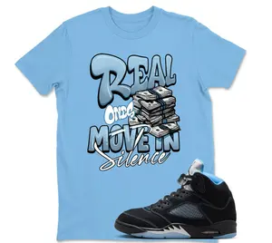Real MN Shirt To Match 5 Retro Black University Blue White 2026, Black/University Blue Sneaker Matching Shirt, Cotton Unisex Graphic T-Shirt