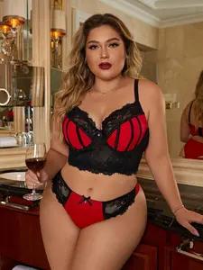LUSHLACE Plus Size Lace Underwire Lingerie Set for Romantic Evenings
