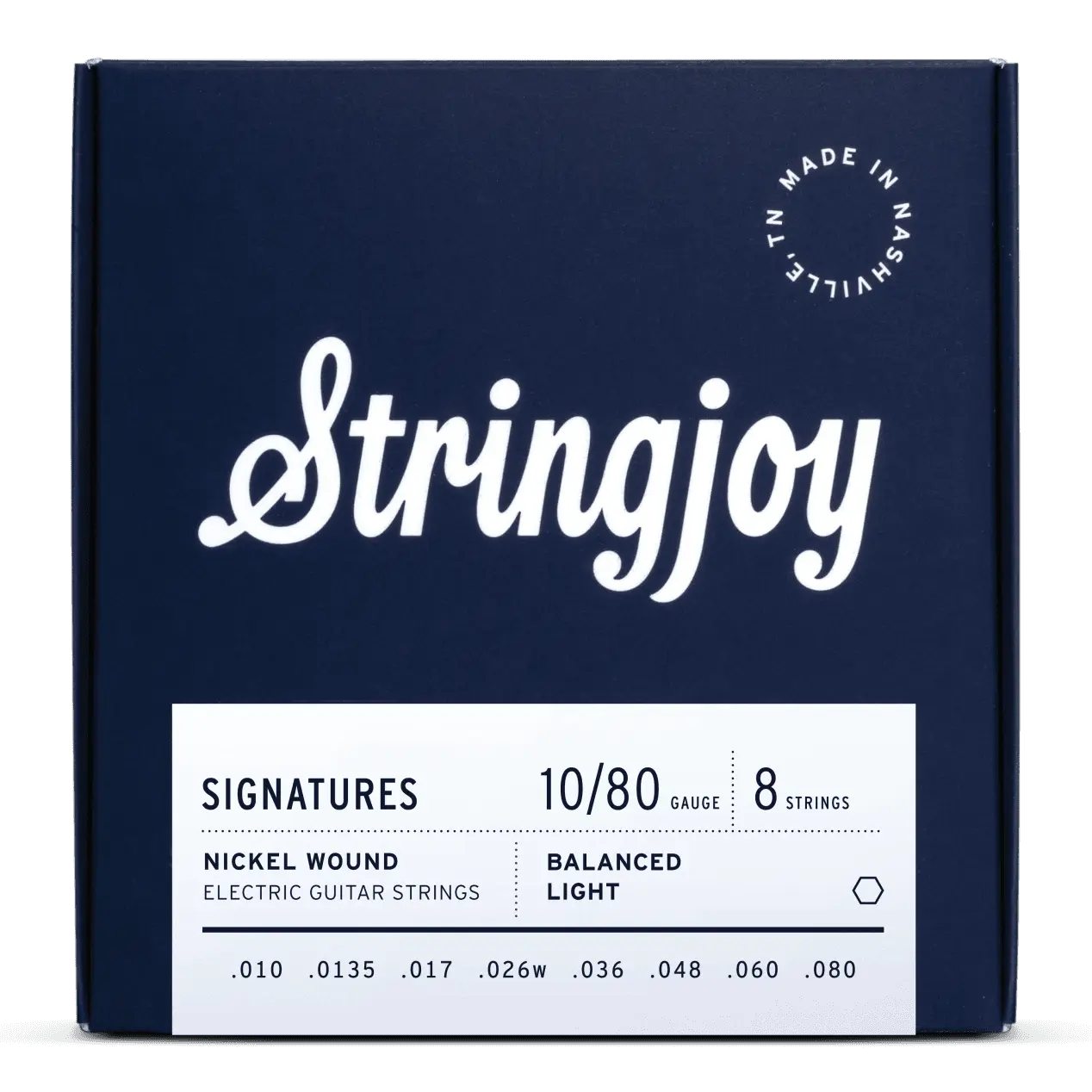 Stringjoy 10-80 8-String Balanced Light Gauge Signatures - Nickel Wound Electric Guitar Strings