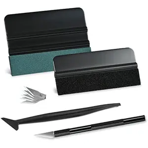 Car Window Tint Installation Kit – Vinyl Wrap Tools with Felt & Micro Squeegees, Razor Blade Knife for Smooth Application
