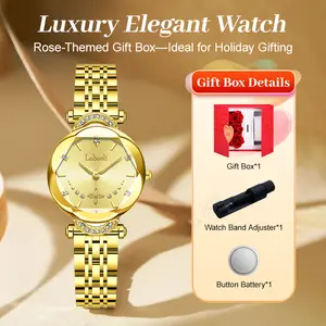 Elegant Women’s Jewelry Watch (Clover Design) with Gift Box Set: Diamond-Cut Crystal, Waterproof Stainless Steel, Anniversary Gift