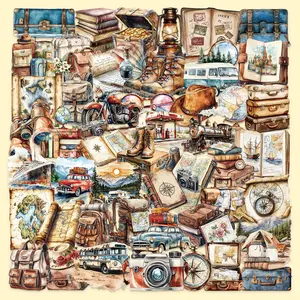 50 Retro Travel Stickers - Suitable for Scrapbooks, Diaries, Laptops, Water Bottles, Cars, Car Decals, and Other Faith-based Designs; A Gift with A Positive Message.