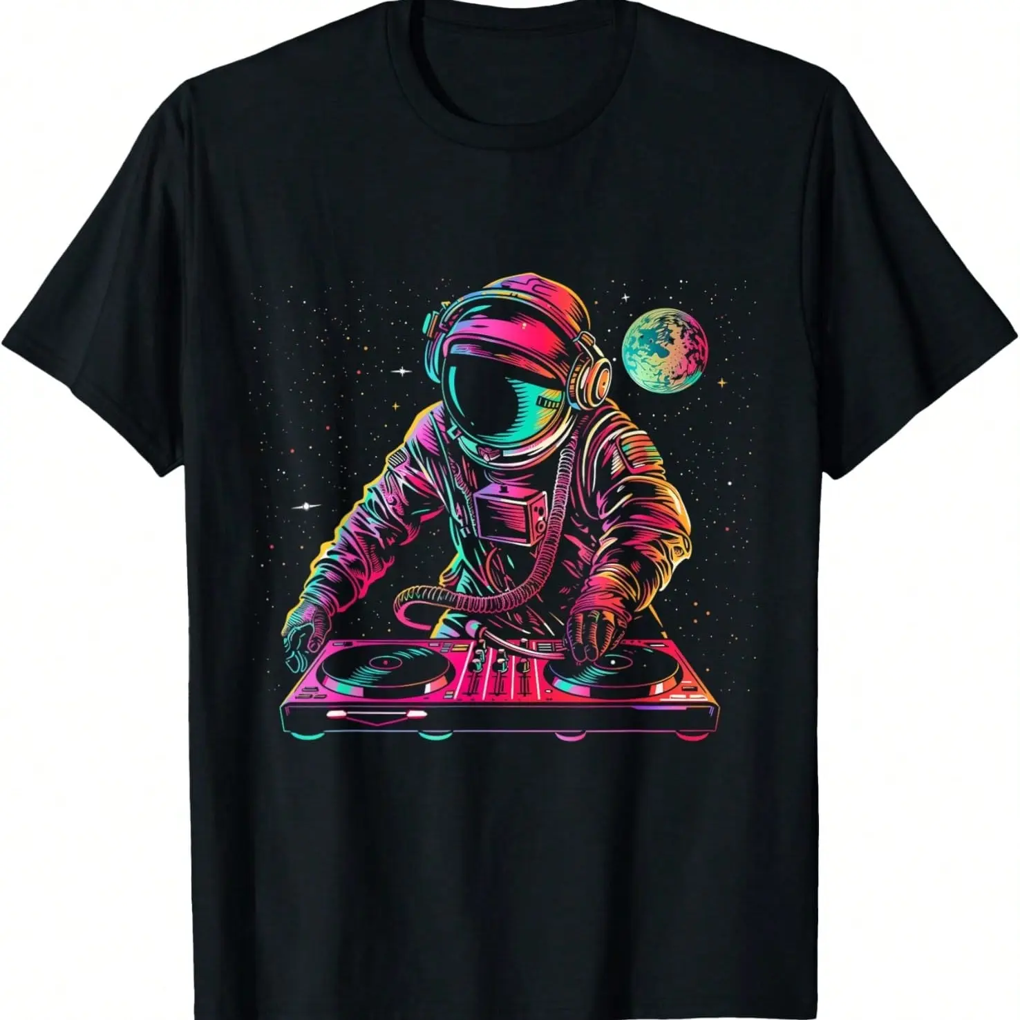 Mens Short Sleeve T-Shirt Funny T-Shirt For Men Astronaut Planets Astronaut Science Space Tee Soft Breathable Comfortabl