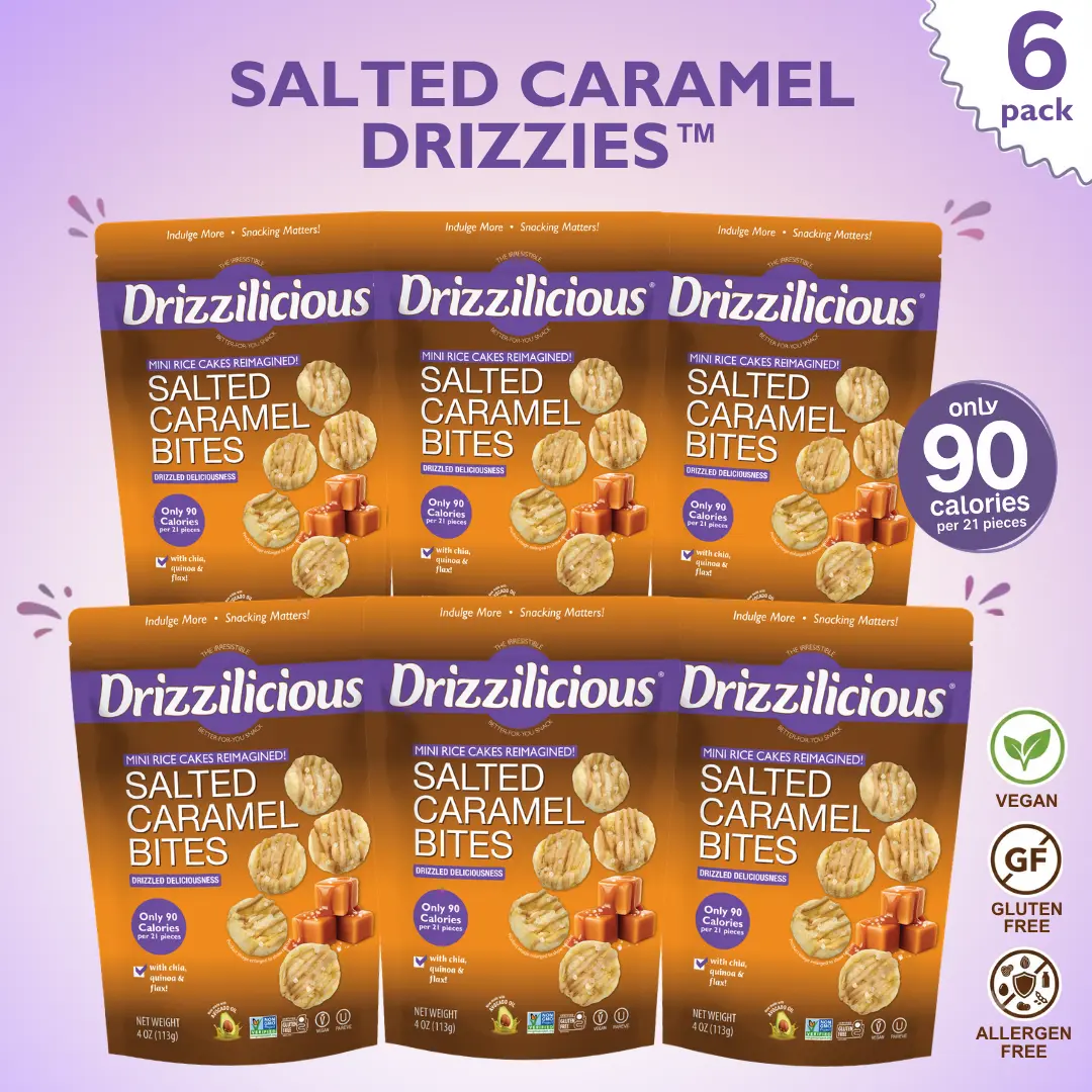 6 Pack - Drizzilicious Salted Caramel Mini Rice Cakes 4 oz