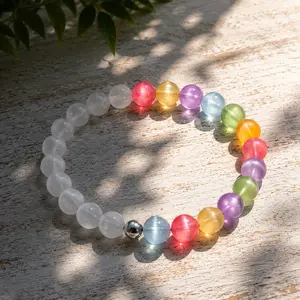 Dopamine Rainbow Beaded Bracelet for Women, UV Reactive Color Changing Waterproof Bracelet, Y2K Summer Beach Jewelry, Cute Stackable Friendship Bracelet for Festival Vacation Party Gift