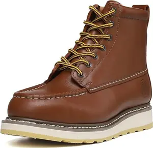 HANDPOINT Work Boots For Men Steel Toe – SURETRACK Men's 6" Leather Slip Resistant Durability Breathable Work Shoes – 84992,Brown  Insole Rubber work boots men botas para hombre work boots Closed