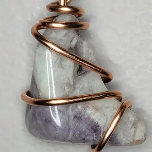 Chevron Amethyst necklace wrapped in copper