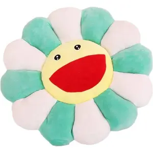 ANSQU Flower Plush Pillow with Smiley Face Rainbow Decor Soft & Comfortable 16.5in Ideal for Home Decor Sunflower Design Living Room Microfiber Double-Sided Cushion