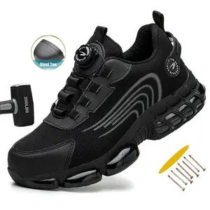Fashion Safety Shoes Men Steel Toe Sneakers Puncture Proof Breathable Work Boots Man Comfy Work Shoes Slip-resistant and wear-resistant