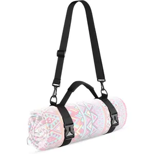 Portable yoga mat strap Mat Sling picnic blanket strap with adjustable shoulder strap & handle for festivals picnics camping motorcycle bedroll Pilates