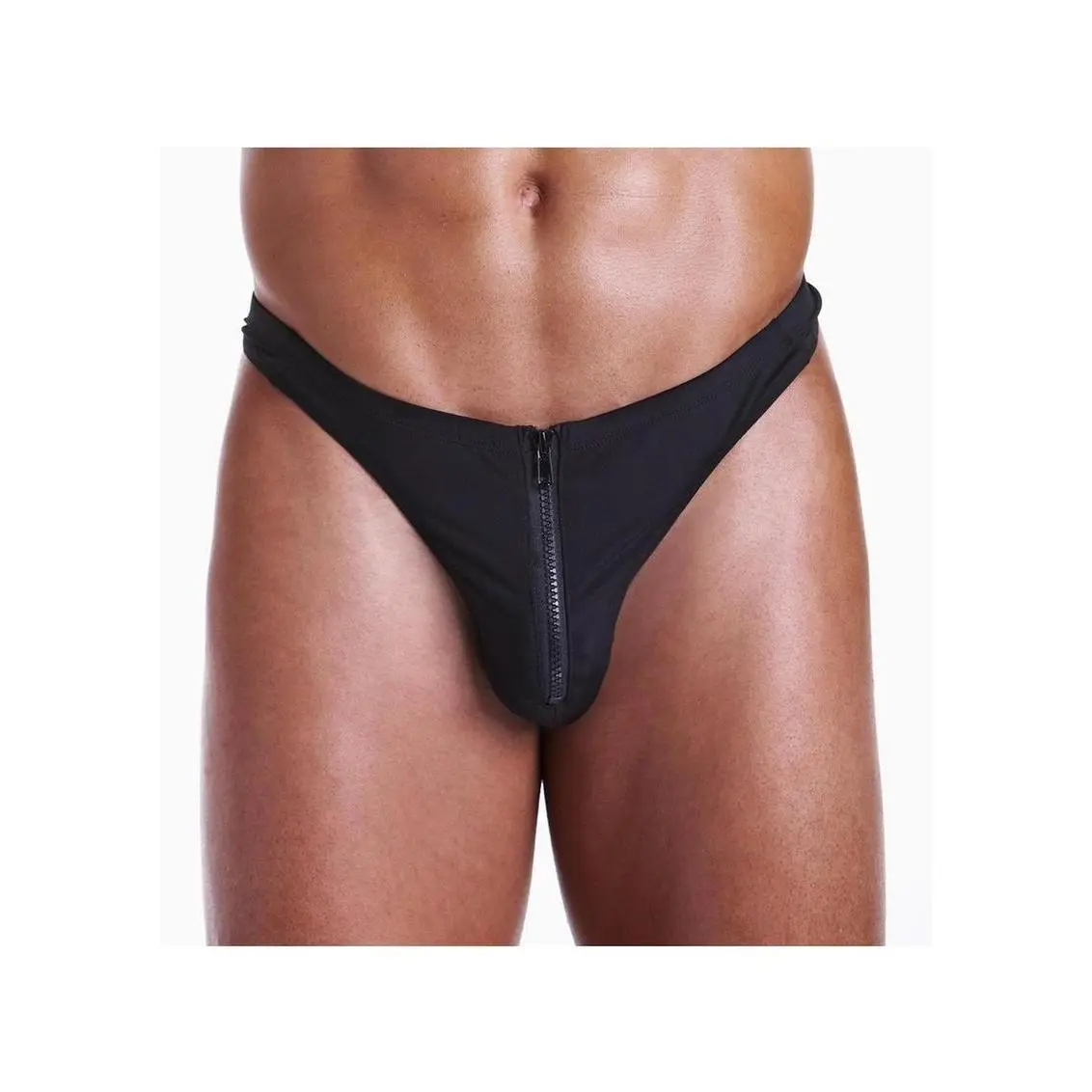 Fundies Unzip It Thong with Black Zorro Mask