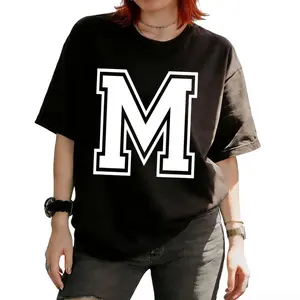 Stylish Letter M Initial Varsity Alphabet Monogram Tee
