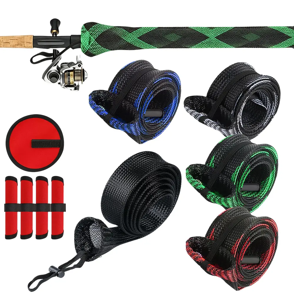 10Pcs Fishing Rod Sleeve with Protective Cover ,Fishing Pole Sleeve Rod Cover | Braided Mesh Fishing Rod Sock, for Casting Rod, Sea Fishing Rod, Fly Rod, Rod Protector - Home Improvement.